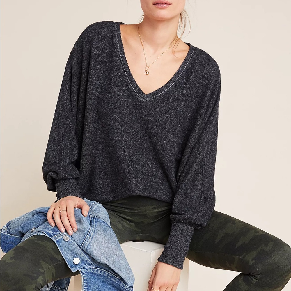Anthropologie Rhea V-Neck Hacci Top Saturday/Sunday Small